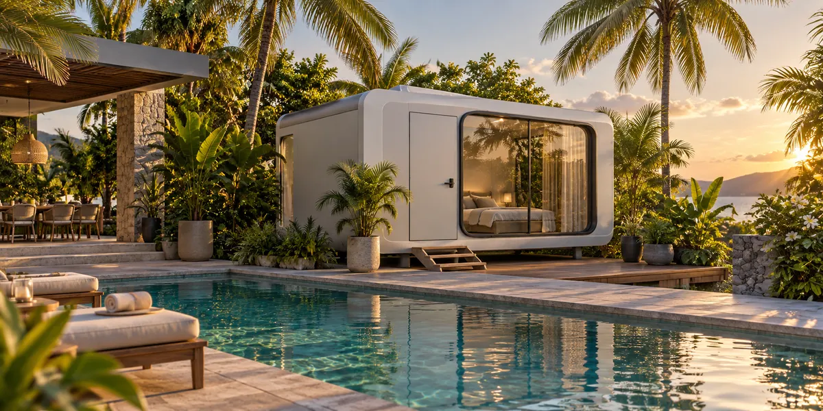 F16 space capsule house in a landscape setting